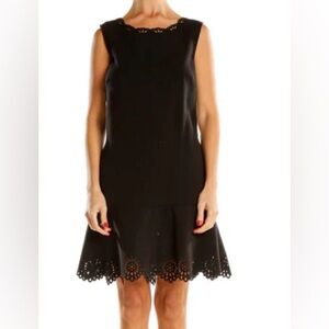LOFT Shift Dress Scalloped Edge Laser Cut Details